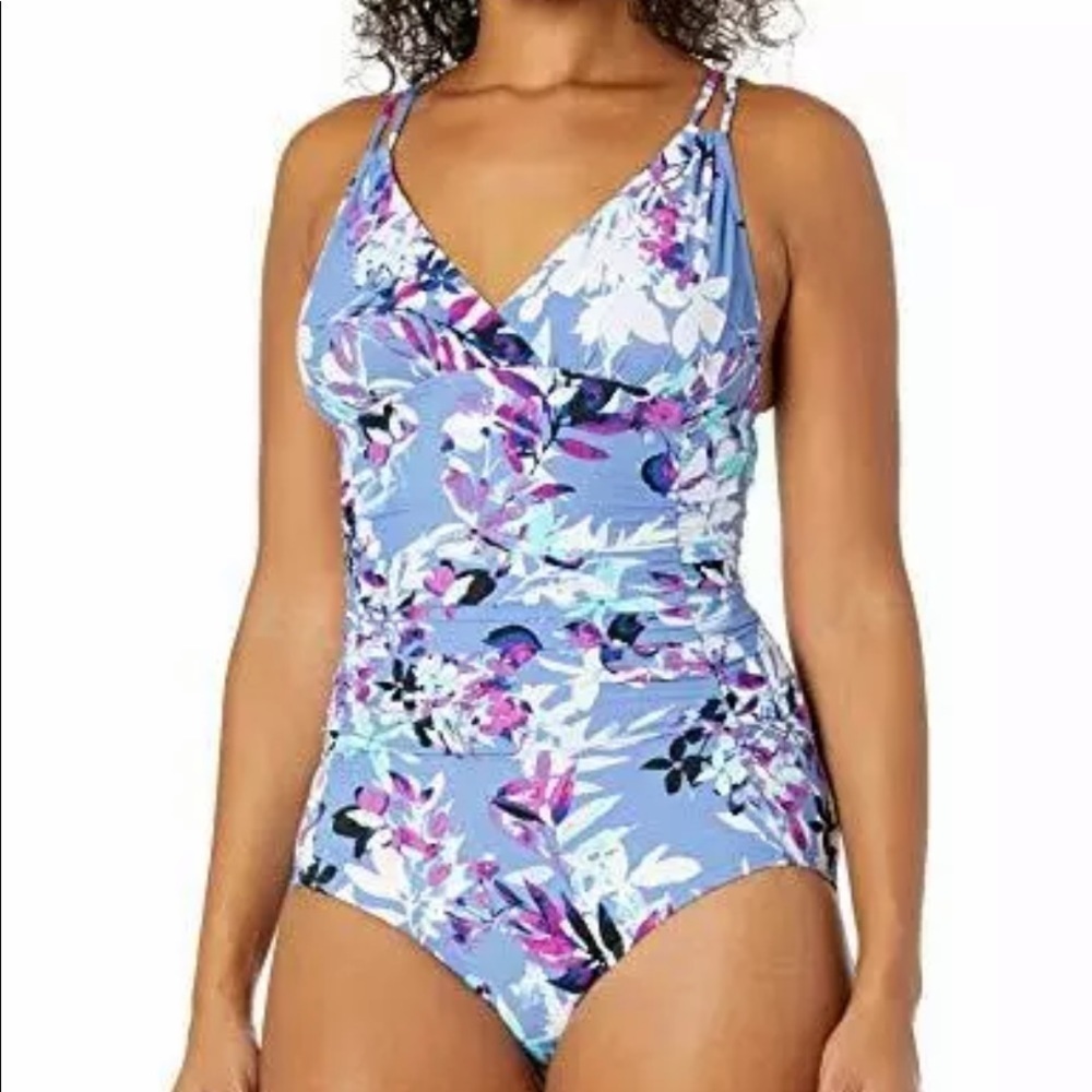 CALVIN Klein Shirred One Piece Swimsuit